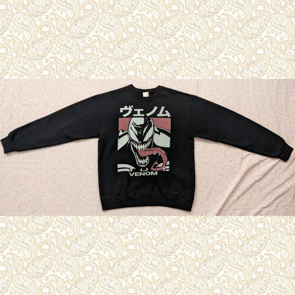 Marvel Venom Japanese Katakana Characters Unisex Crewneck Sweatshirt